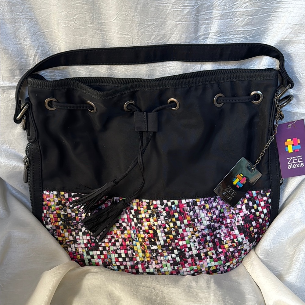 Zee Alexis Black and Multicolor Tote Bag